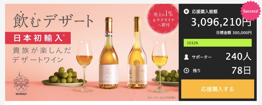 【応援購入総額300万円突破】日本初輸入！ワインの概念が変わるハンガリー産の貴腐ワインMakuakeにて先行販売中のサブ画像1